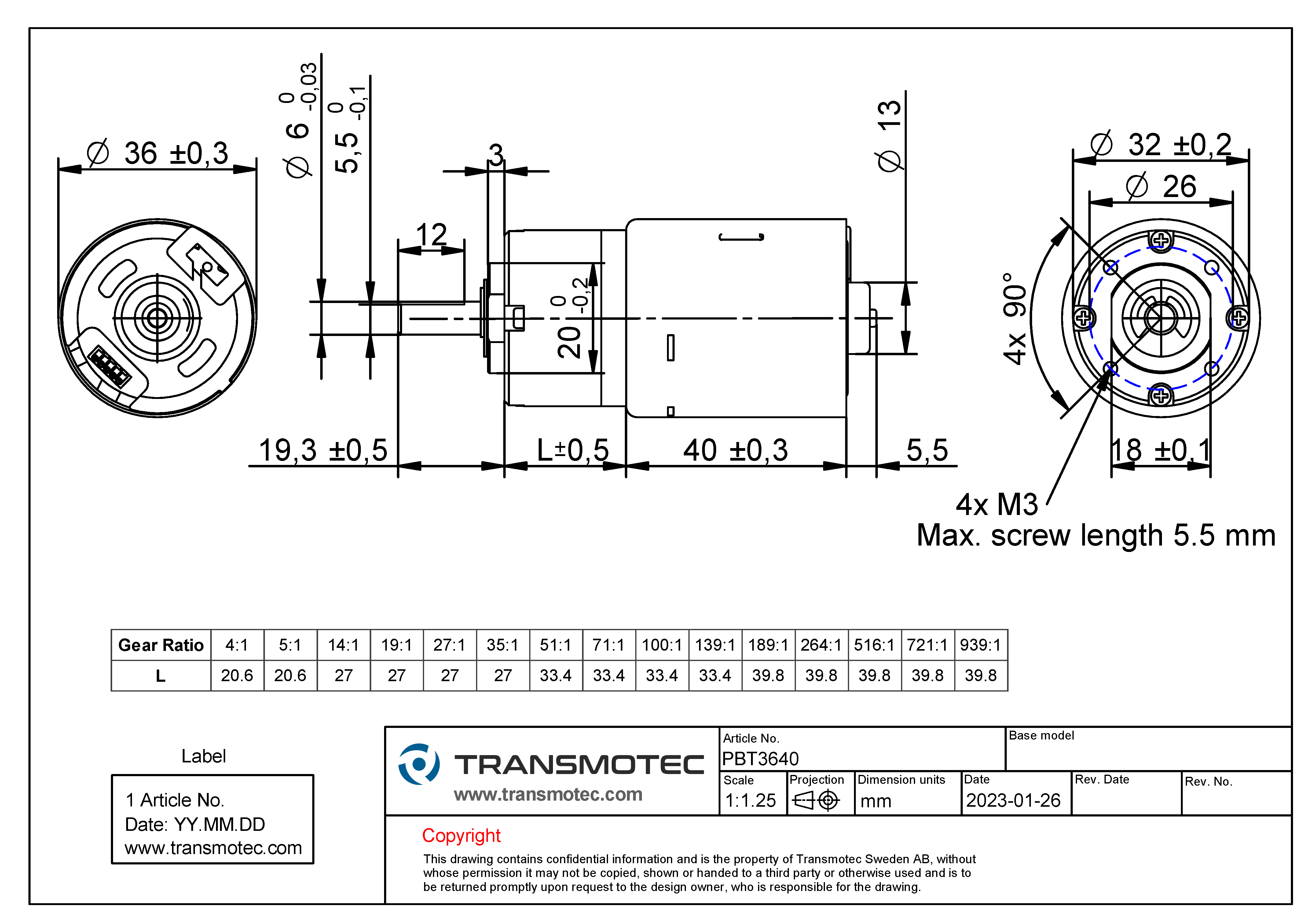 Brushless DC planetary gear motor PBT external driver 12V 1.3A 19rpm 5 ...